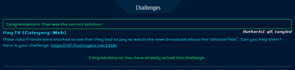 Pay TV challenge validation