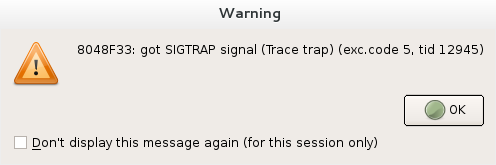 Error from IDA because of the
sigtrap